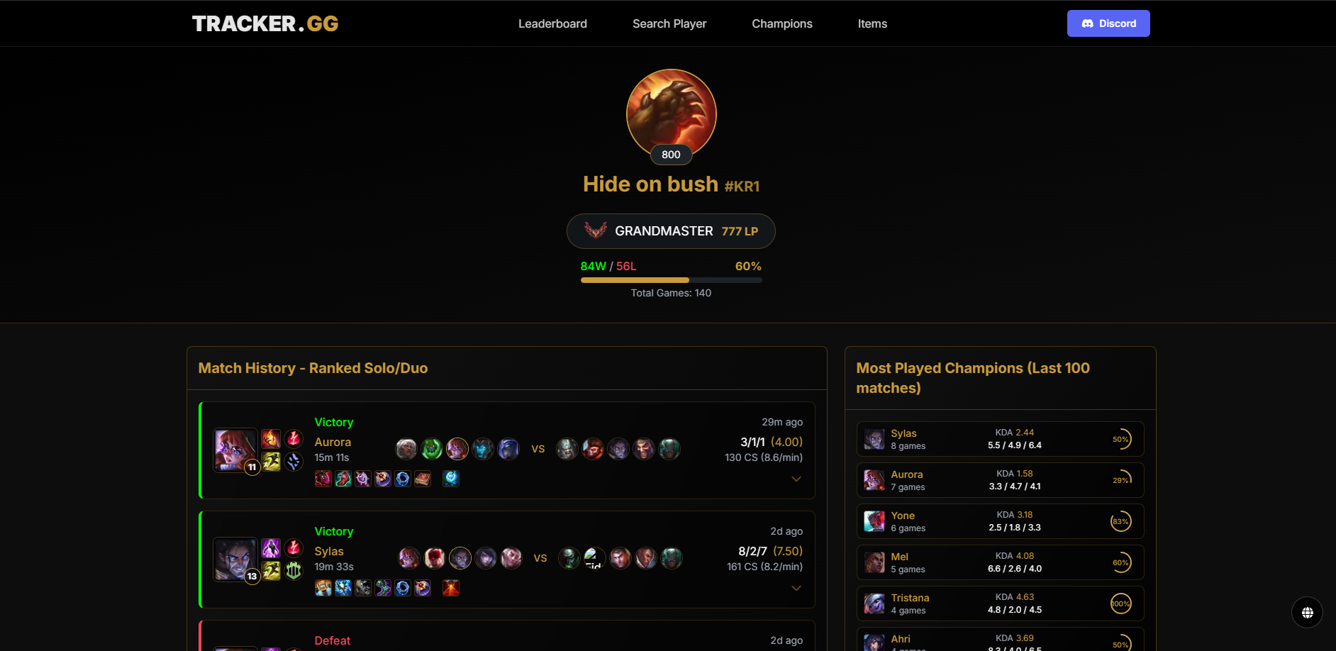 League of Legends Tracker